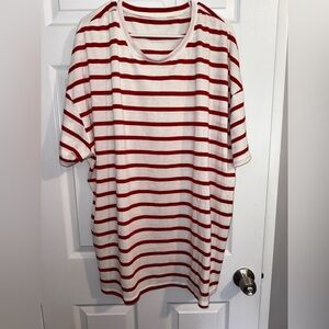 Women’s Red and White Striped Oversize Shirt